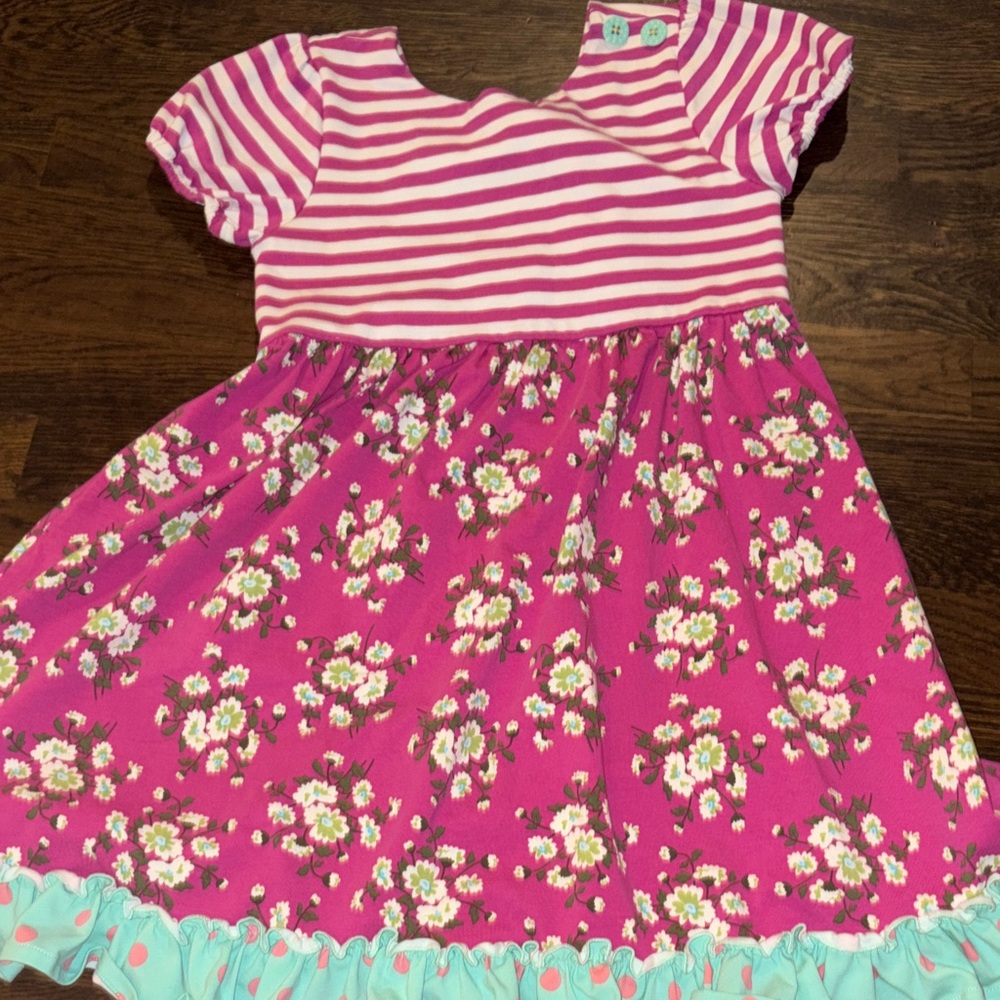 Matilda Jane Pink and White Striped Floral Dress